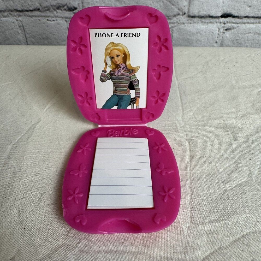 Vintage MATTEL BARBIE Compact Case Notepad Phone‎ A Friend Butterfly Pink 1997